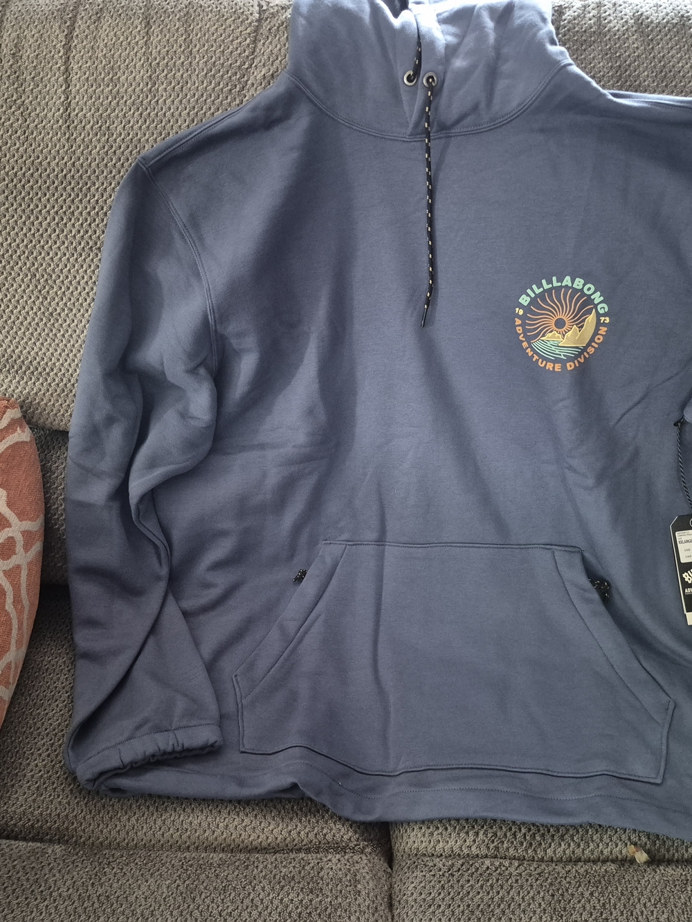 Billabong Men's Blue Graphic Fleece Cotton Pullover Hoodie Pockets 2XL